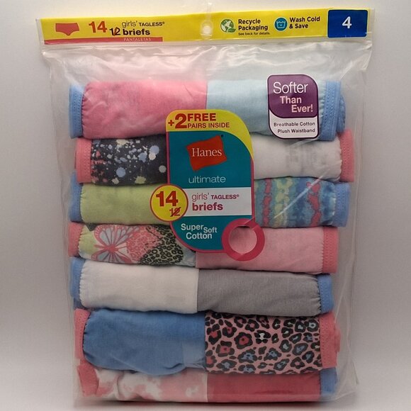Hanes Other - Hanes Ultimate Girls Tagless Briefs Style Super Soft Cotton Underwear 14 Pairs
